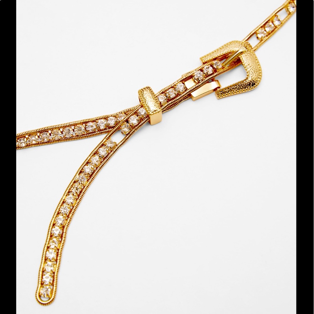 Zara crystals jewel blinged & gold belt - Picture 6 of 8
